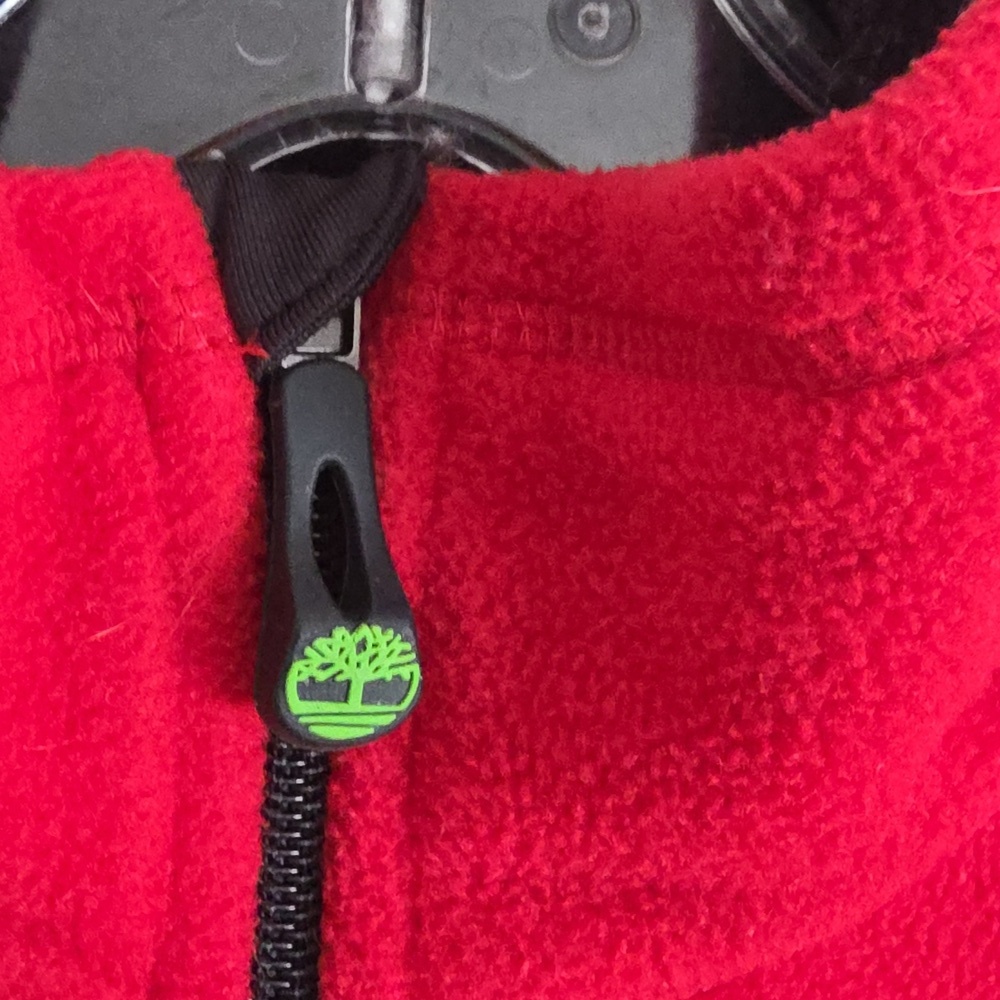 TIMBERLAND | Zip Up Fleece Sweatshirt Red Mens Sz S - Picture 3 of 4